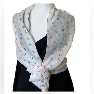 LOF NWT infinity scarf in a cute red white & blue anchor print